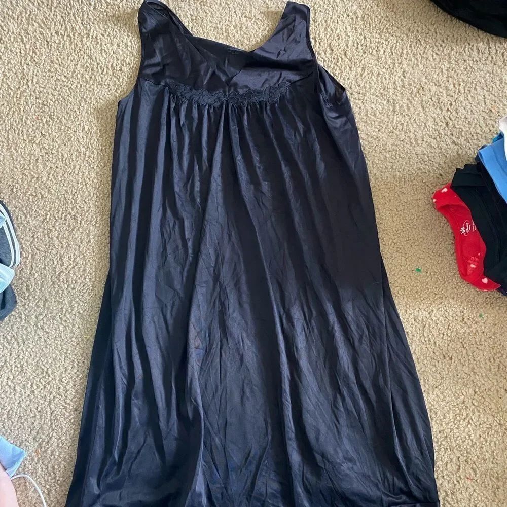 Womens Vintage Black Chemise Lingerie Dress